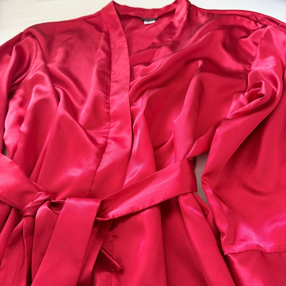 Dreamgirl Red Satin Robe Kimono Short Belted Sleepwear Plus Size 3X/4X Nice - Picture 8 of 11